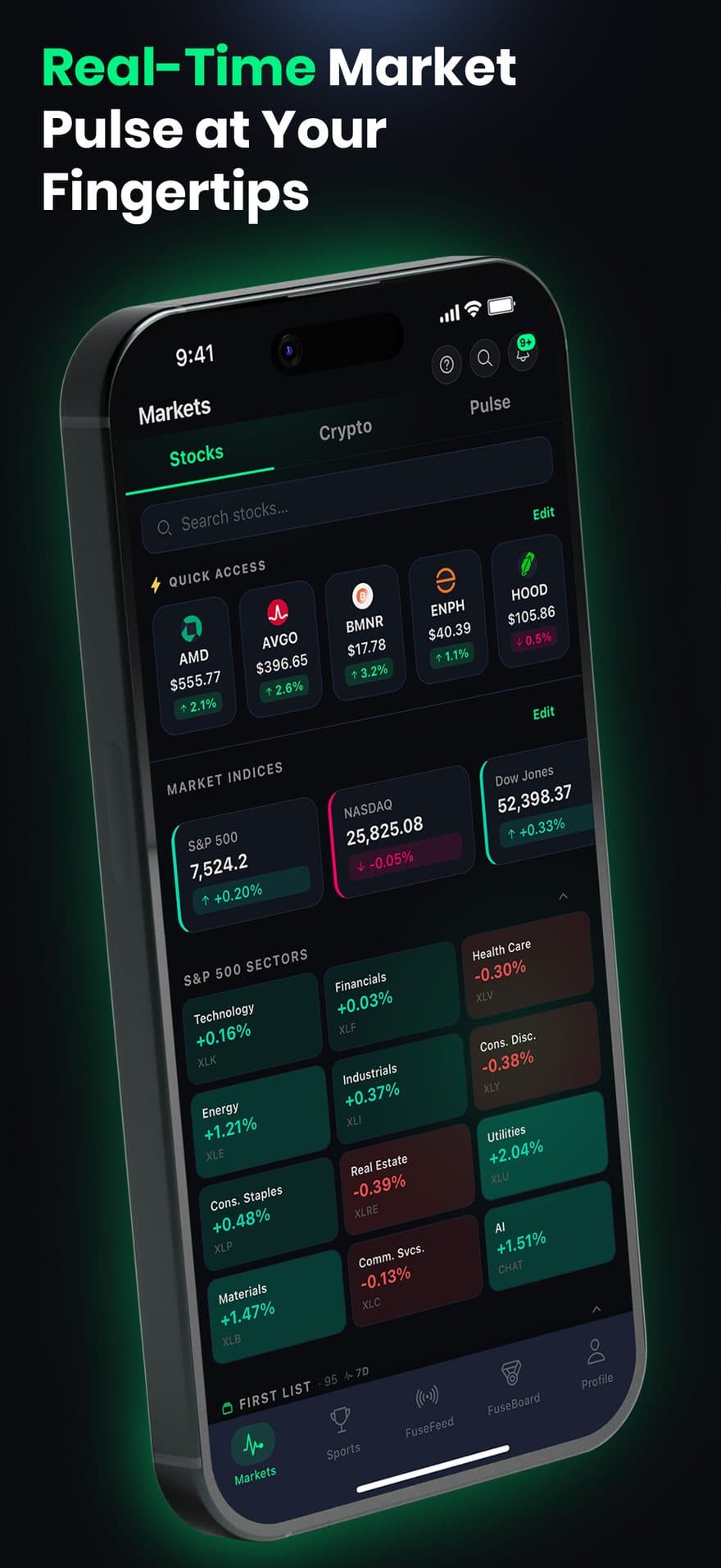 Nexfuse — Real-time market pulse — indices, sectors & watchlists