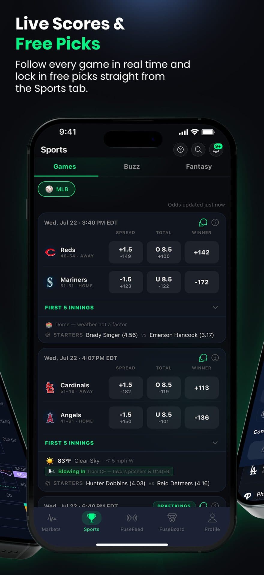 Nexfuse — Live scores, lineups, weather & free picks